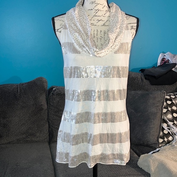 White House Black Market Tops - WHBM Sequined Cowl Neck Tank, Large